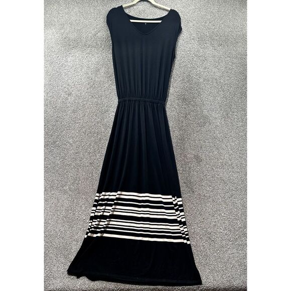 Garnet Hill Dresses & Skirts - Garnet Hill Maxi‎ Dress Women Small Black V Neck Cap Sleeve Side Slits Relaxed